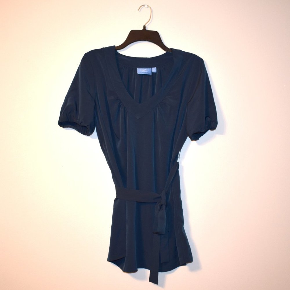 **Satiny Blue Vera Wang Tunic W/ Tie Waist